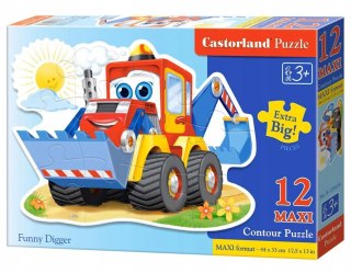Puzzle Konturowe 12 elementów Wesoła Koparka Castorland
