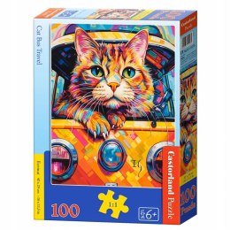 Puzzle 100 elementów Kotek Zwierzęta Bus Podróż Castorland 6+