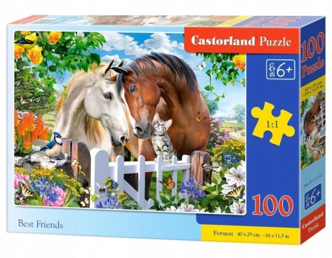 Puzzle 100 elementów Najlepsi przyjaciele Konie Castorland 6+