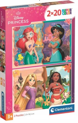 Puzzle 2x20 elementów Disney Księżniczki 24092 Super Kolor Clementoni 3+