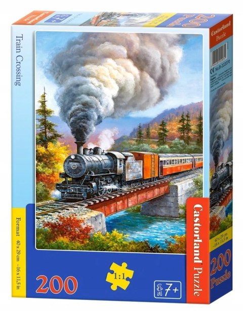 Puzzle 200 elementów Przejazd kolejowy Pociąg Kolej 7+ Castorland