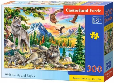 Puzzle 300 elementów Rodzina Wilków i Orły Castorland