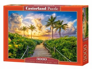 Puzzle 3000 elementów Wschód słońca, palmy Miami, USA Castorland