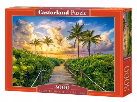 Puzzle 3000 elementów Wschód słońca, palmy Miami, USA Castorland