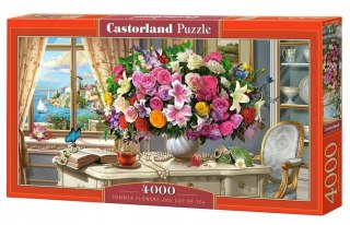 Puzzle 4000 elementów Letnie kwiaty i herbata Castorland