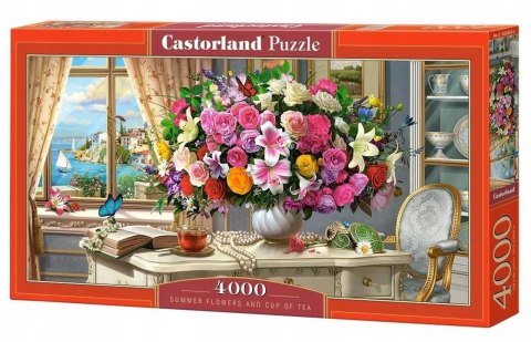 Puzzle 4000 elementów Letnie kwiaty i herbata Castorland