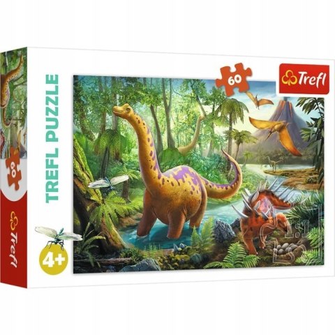 Puzzle 60 elementów Wędrówka dinozaurów 17319 Dinozaury Trefl