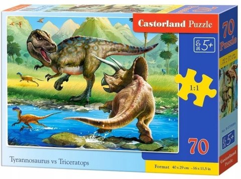 Puzzle 70 elementów Dinozaury tyrannosaurus i triceratops Castorland