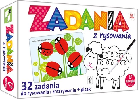Zadania z rysowania Kukuryku 32 zadania do rysowania i zmazywania + Pisak