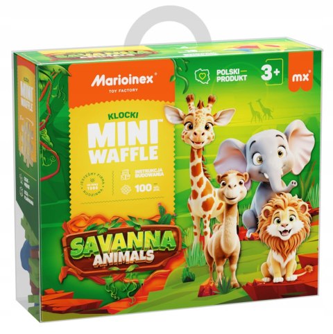 Marioinex Mini Waffle Animals Sawanna klocki konstrukcyjne 100 elementów