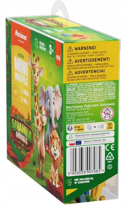 Marioinex Mini Waffle Animals Sawanna klocki konstrukcyjne 100 elementów