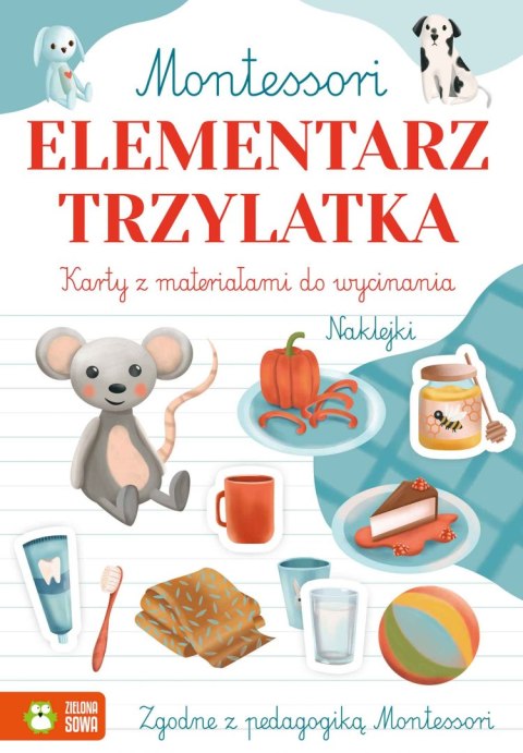 Montessori Elementarz trzylatka Zielona Sowa Karty Naklejki