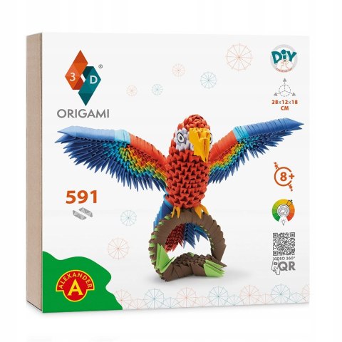 Origami 3D Papuga Alexander Papier Składanie 591 elementów 8+