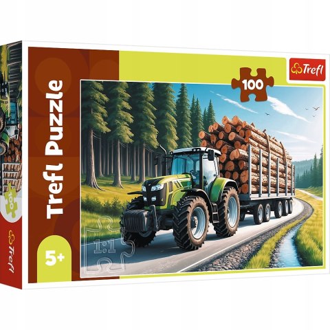 Puzzle 100 elementów Ciągnik leśny 16493 Trefl Traktor