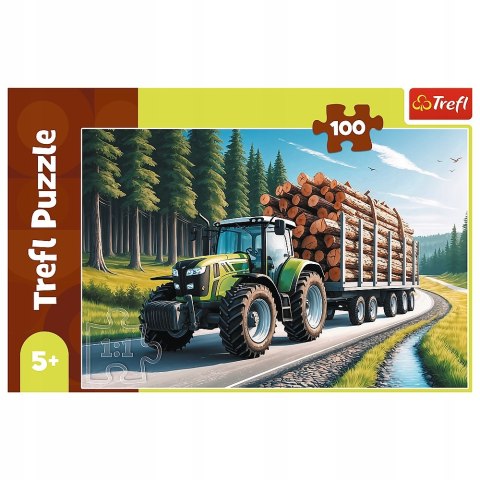 Puzzle 100 elementów Ciągnik leśny 16493 Trefl Traktor