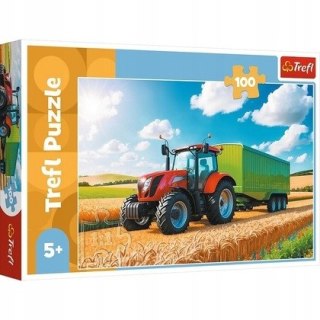 Puzzle 100 elementów Traktor z przyczepą 16494 Trefl Ciągnik