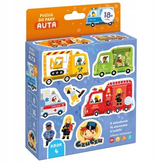 Puzzle do pary Auta Pojazdy 16 elementów CzuCzu Czu czu 18m+