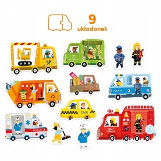 Puzzle do pary Auta Pojazdy 16 elementów CzuCzu Czu czu 18m+