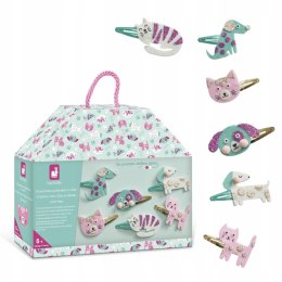 Janod Zestaw do tworzenia biżuterii Brokatowe spinki Pieski i kotki 5+