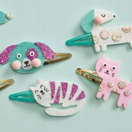 Janod Zestaw do tworzenia biżuterii Brokatowe spinki Pieski i kotki 5+
