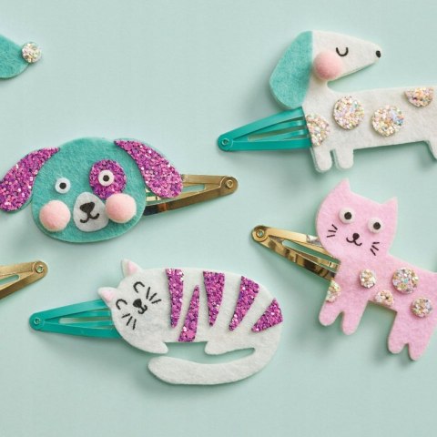 Janod Zestaw do tworzenia biżuterii Brokatowe spinki Pieski i kotki 5+