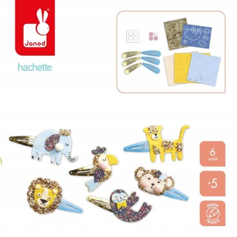 Janod zestaw kreatywny do tworzenia biżuterii brokatowe spinki do wlosów 5+
