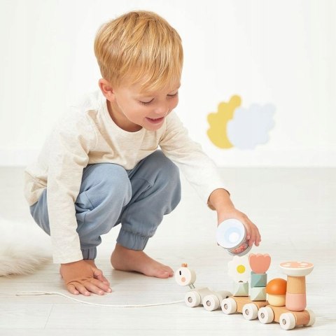 Magnetyczny pociąg z klockami i grzechotką do ciągnięcia Ślimak 12m+ Janod