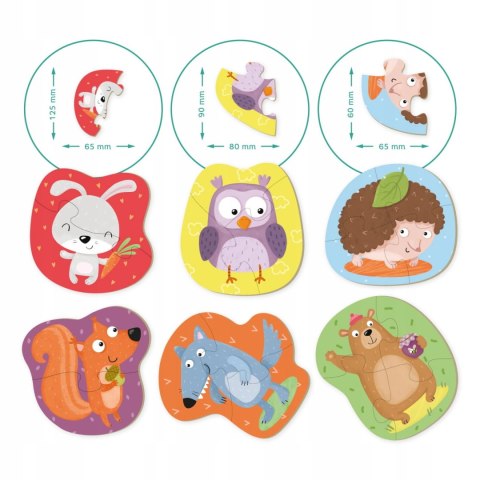 Moje PIerwsze Puzzle Dodo 18 elementów Puzzle 2-3-4 Zwierzęta leśne