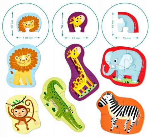 Moje Pierwsze Puzzle Dodo 2-3-4 elementy Zwierzęta Egzotyczne