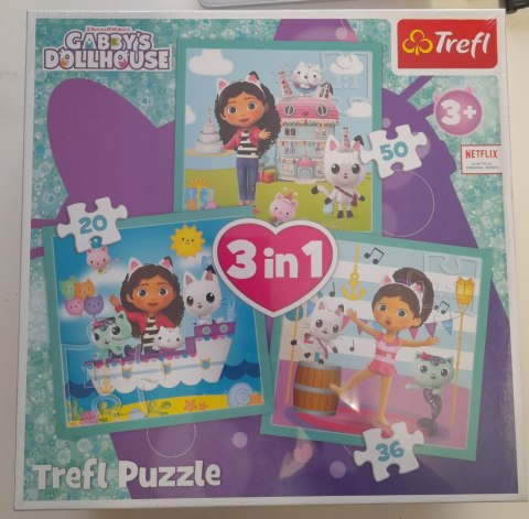 OUTLET Puzzle 3w1 Koci Domek Gabi Aktywności Gabbi 34871 Trefl