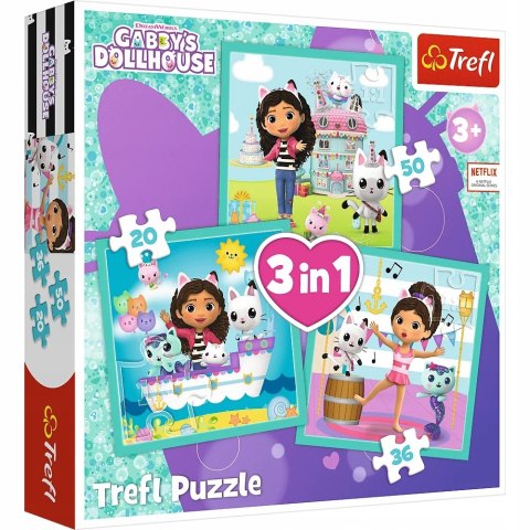 OUTLET Puzzle 3w1 Koci Domek Gabi Aktywności Gabbi 34871 Trefl