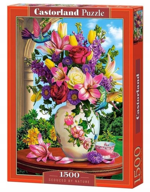 Puzzle 1500 elementów Wazon z kwiatami Kolibry Castorland