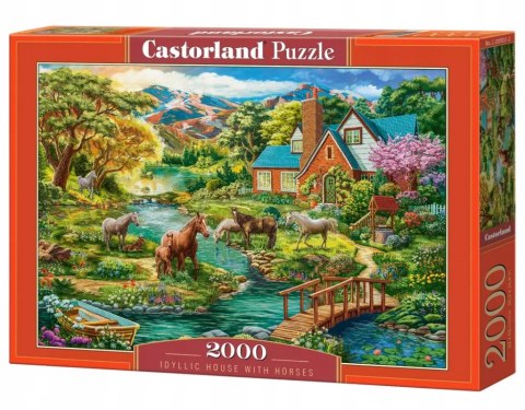 Puzzle 2000 elementów Sielankowy Dom z Koniami Konie Castorland