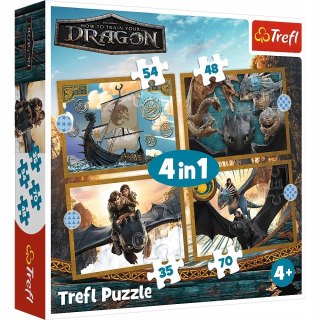 Puzzle 4w1 Smocze dni Jak wytresować Smoka 34678 Trefl 4+