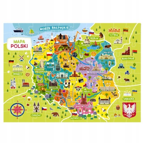 Puzzle Dodo Mapa Polski 100 Elementów Układanka dla Małych Odkrywców 5+