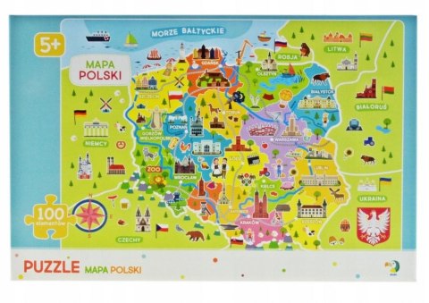 Puzzle Dodo Mapa Polski 100 Elementów Układanka dla Małych Odkrywców 5+