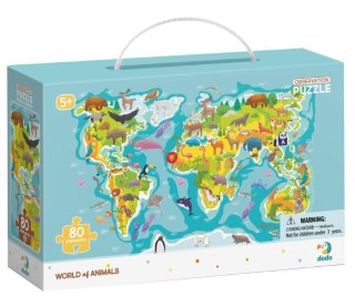 Puzzle Dodo Puzzle obserwacyjne 80 elementów Mapa świata zwierząt