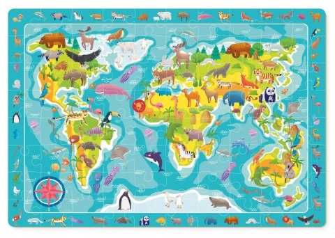 Puzzle Dodo Puzzle obserwacyjne 80 elementów Mapa świata zwierząt