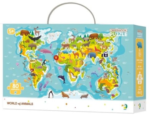 Puzzle Dodo Puzzle obserwacyjne 80 elementów Mapa świata zwierząt