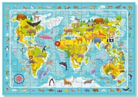 Puzzle Dodo Puzzle obserwacyjne 80 elementów Mapa świata zwierząt