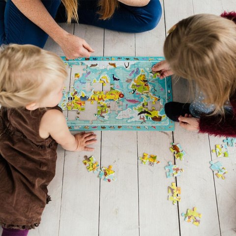 Puzzle Dodo Puzzle obserwacyjne 80 elementów Mapa świata zwierząt