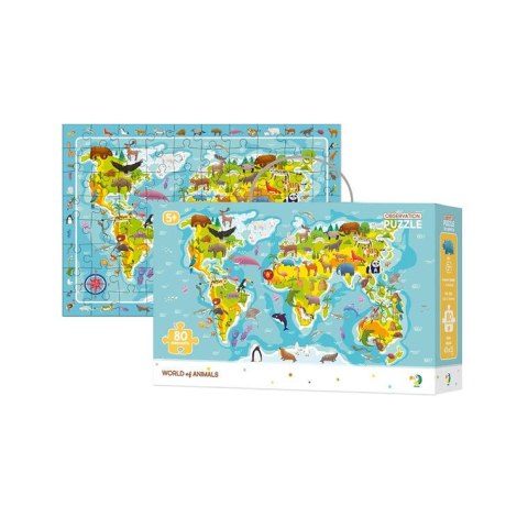 Puzzle Dodo Puzzle obserwacyjne 80 elementów Mapa świata zwierząt