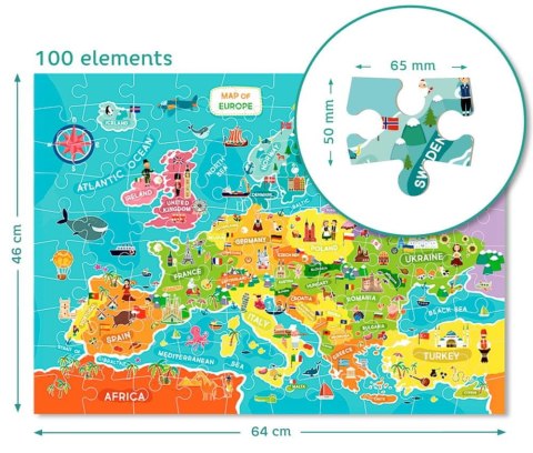 Puzzle Dodo Toys Mapa Europy 100 elementów