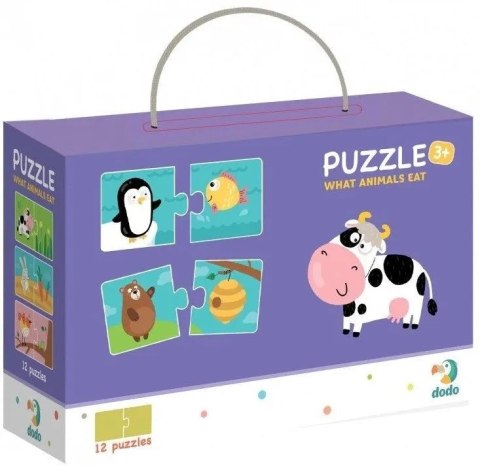 Puzzle do pary Duo Co jedzą zwierzęta Dodo 12 układanek