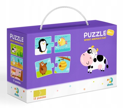 Puzzle do pary Duo Co jedzą zwierzęta Dodo 12 układanek