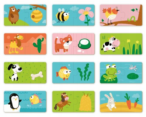Puzzle do pary Duo Co jedzą zwierzęta Dodo 12 układanek