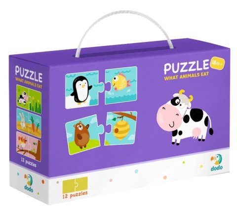 Puzzle do pary Duo Co jedzą zwierzęta Dodo 12 układanek