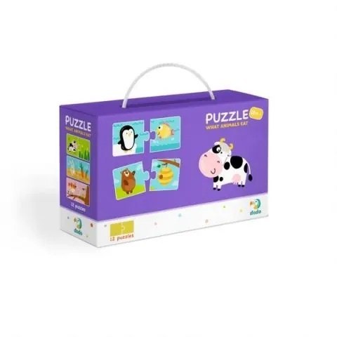 Puzzle do pary Duo Co jedzą zwierzęta Dodo 12 układanek
