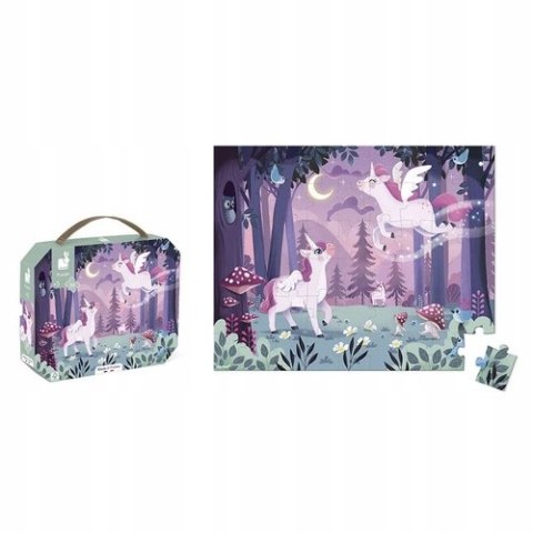 Puzzle w walizce Jednorożce 54 elementy dla dzieci 5 lat+, Janod