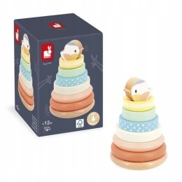 Układanka piramida drewniana Gniazdko Pure zabawka edukacyjna 12m+, Janod